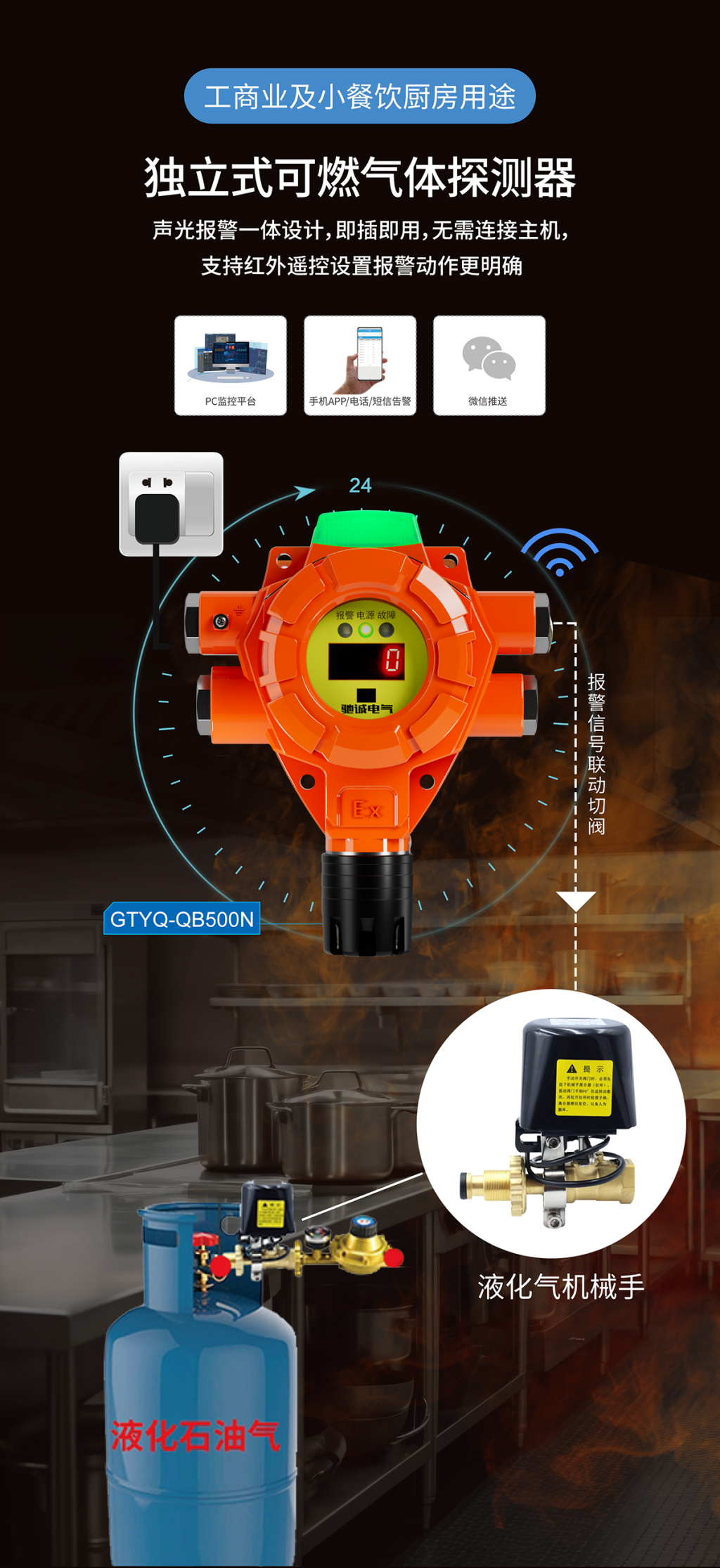 @小型餐饮场所 防火技术要点：气体探测器安装不可少